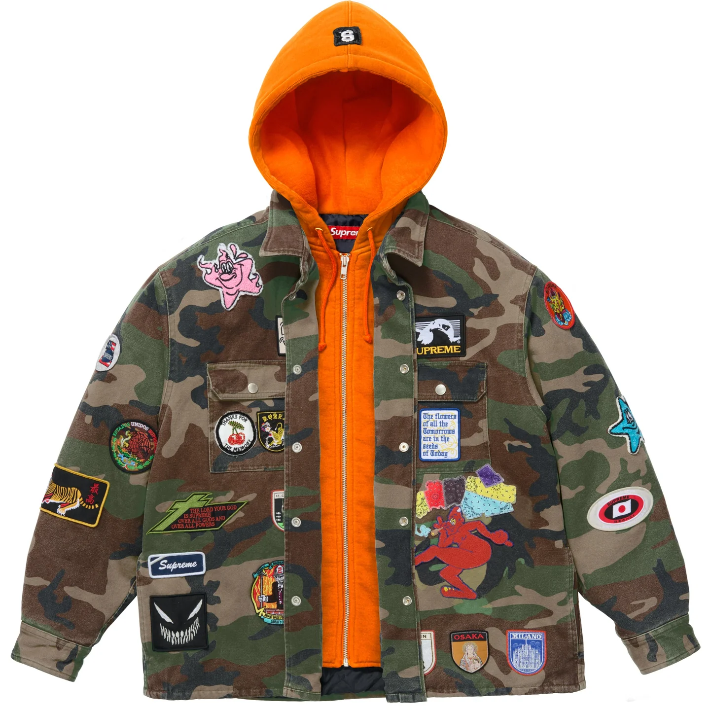 Supreme Supreme Patches Hooded Zip Up Shirt