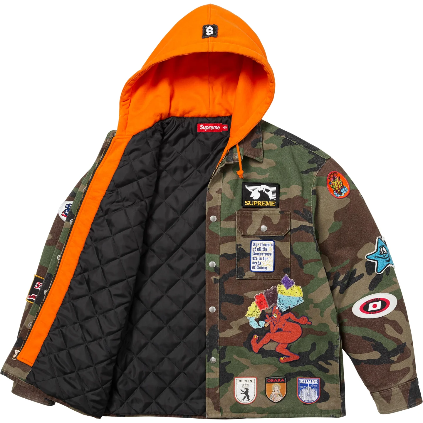 Supreme Supreme Patches Hooded Zip Up Shirt
