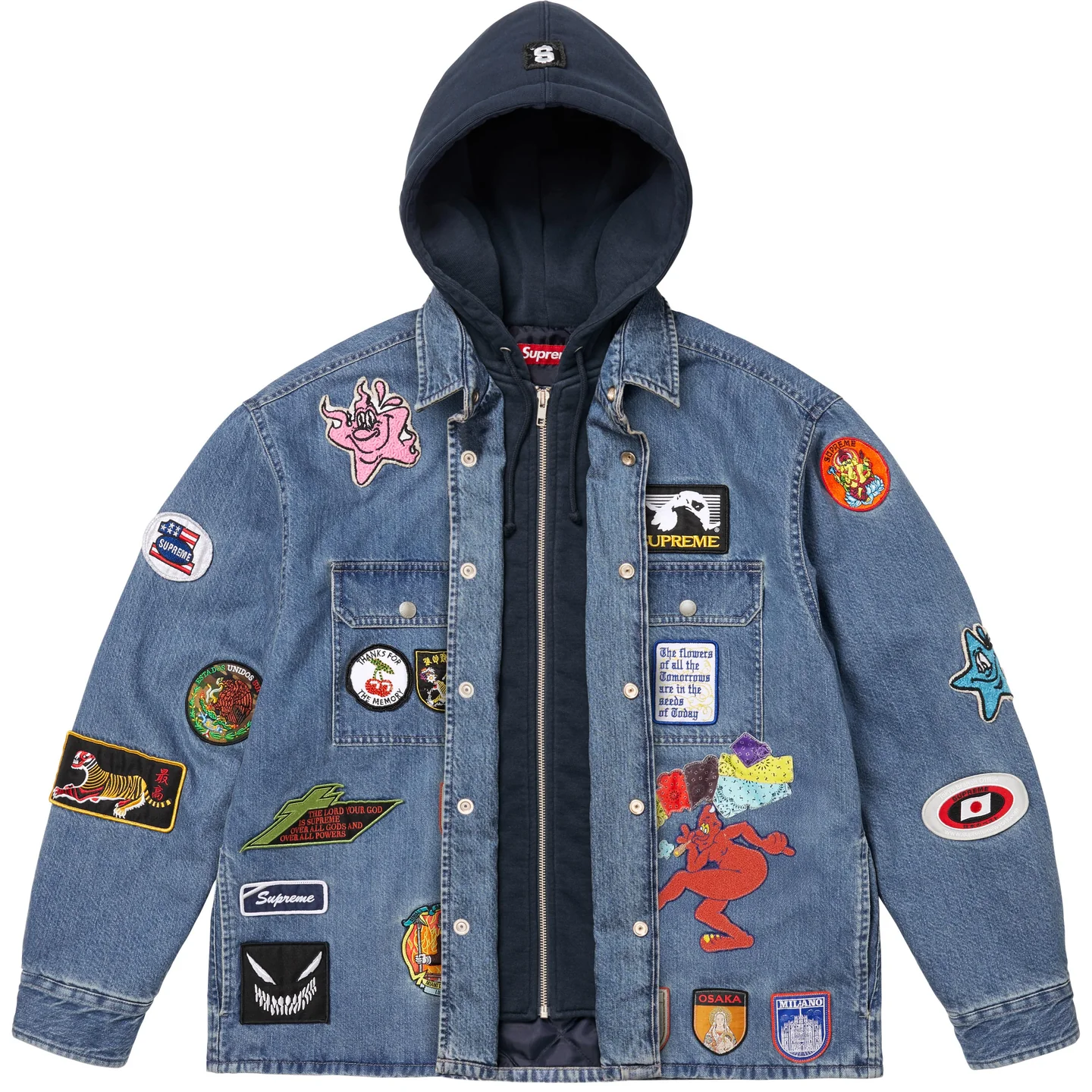 Supreme Supreme Patches Hooded Zip Up Shirt