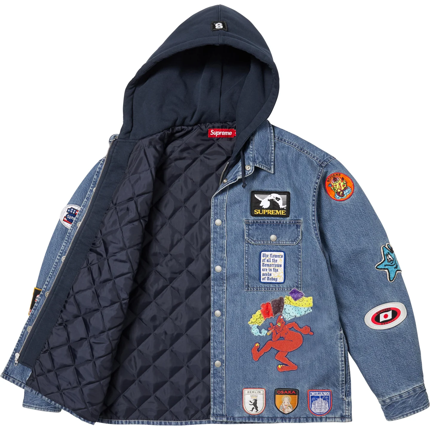 Supreme Supreme Patches Hooded Zip Up Shirt