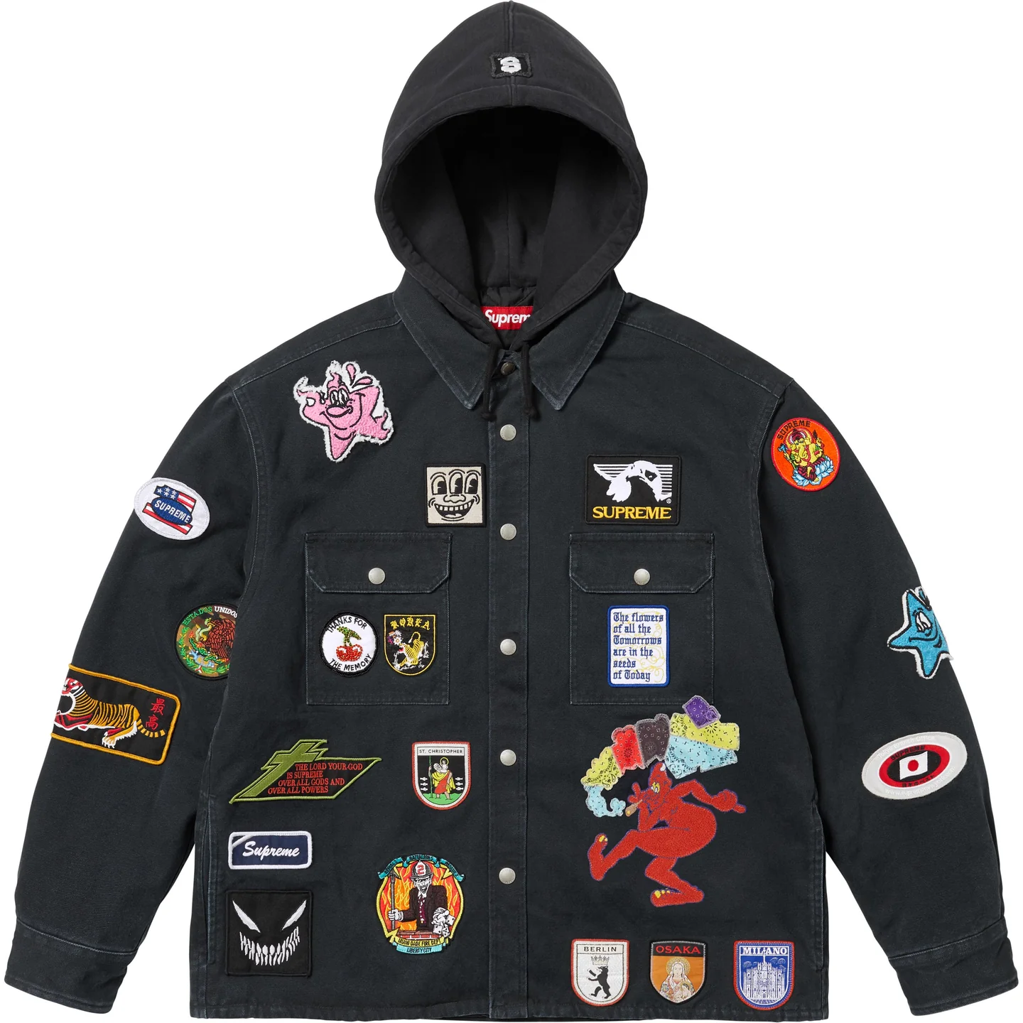 Supreme Supreme Patches Hooded Zip Up Shirt