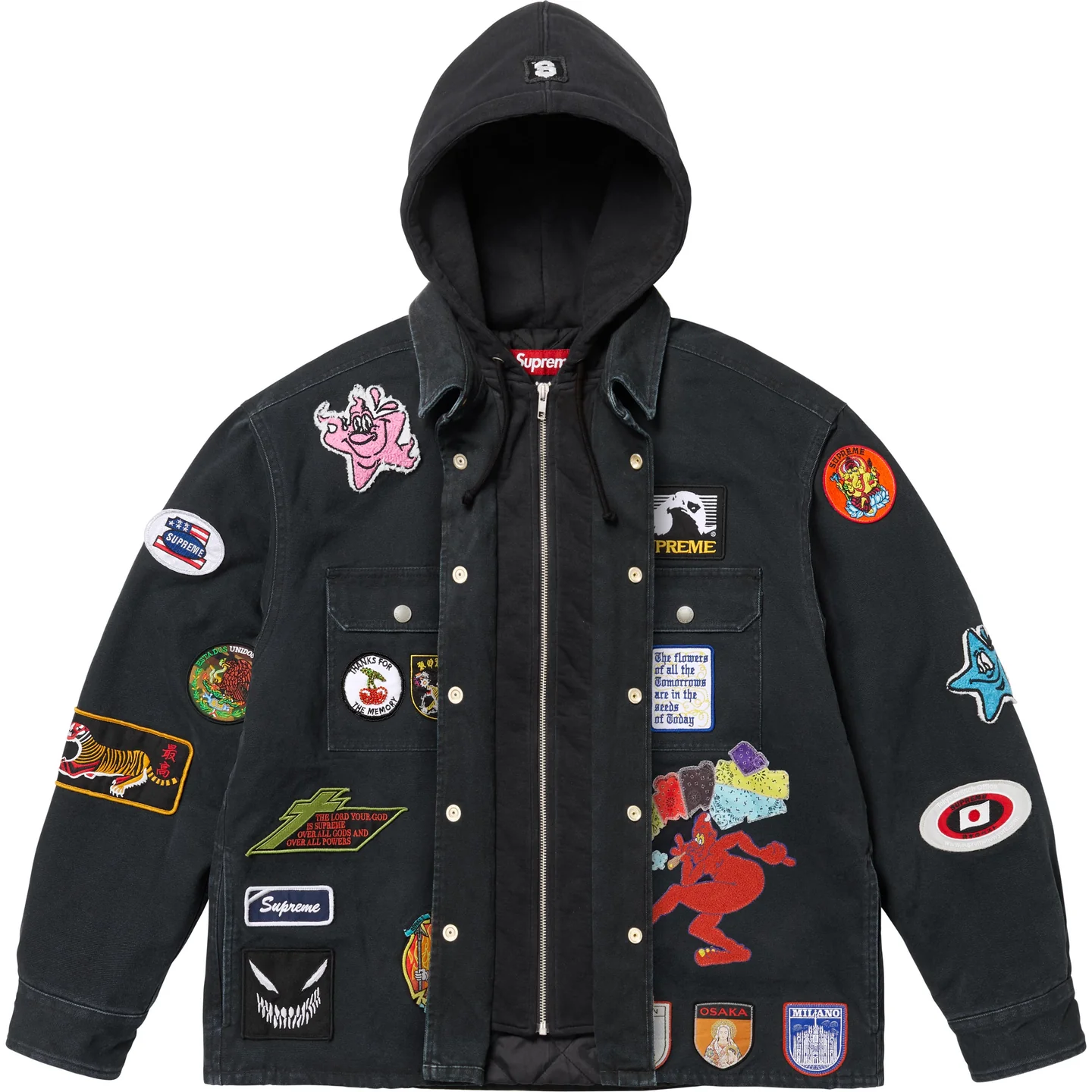 Supreme Supreme Patches Hooded Zip Up Shirt