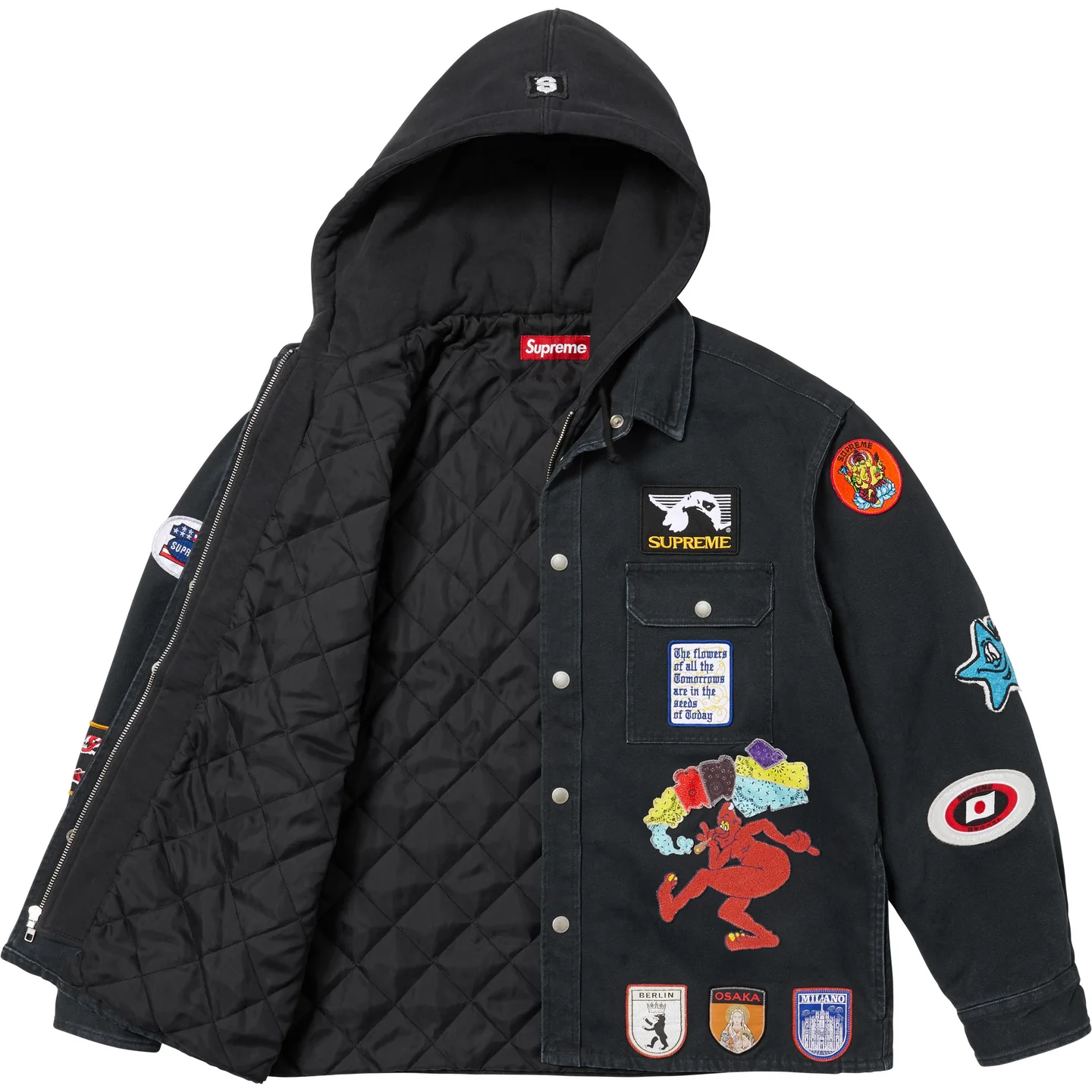 Supreme Supreme Patches Hooded Zip Up Shirt
