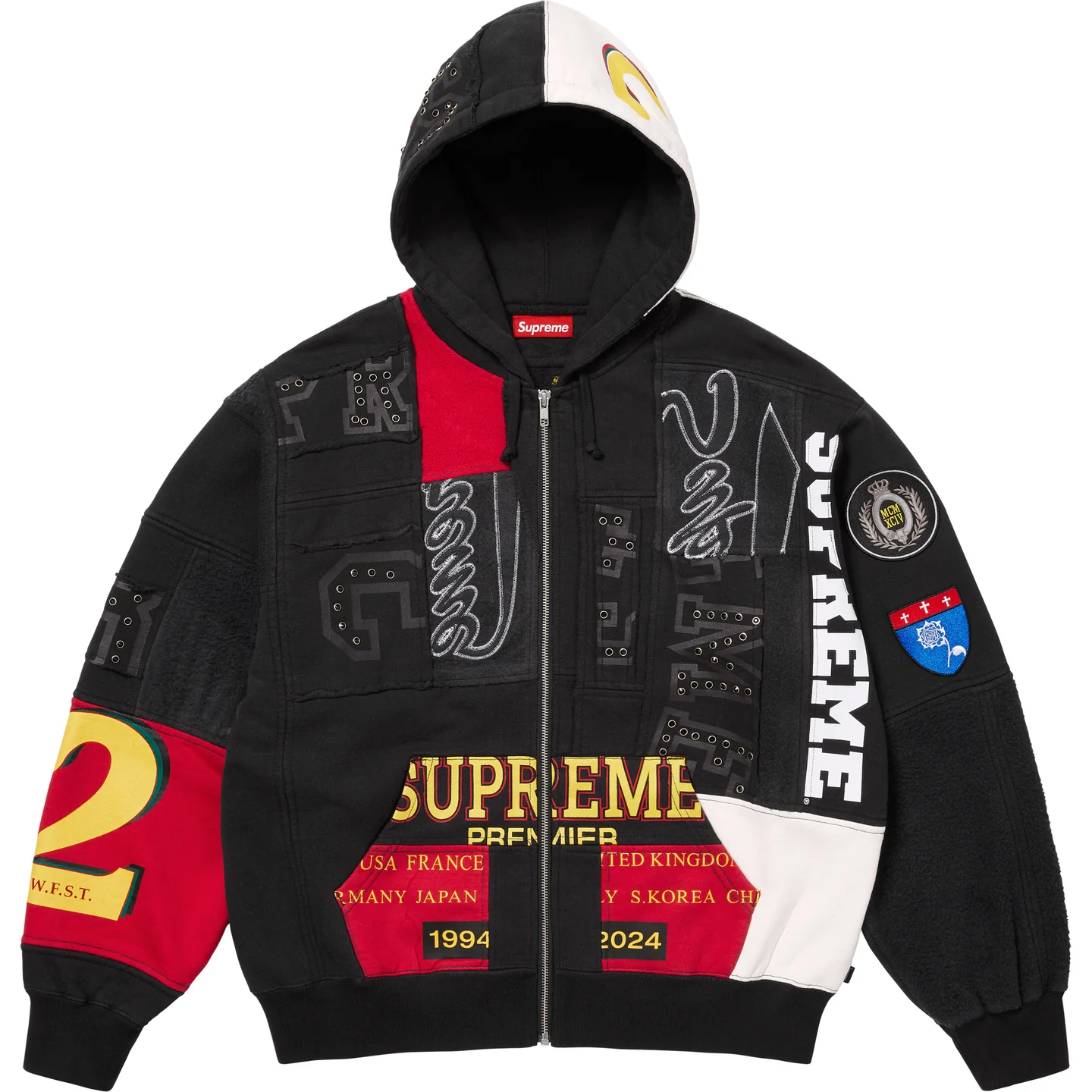 Supreme Supreme Patchwork Zip Up Hooded Sweatshirt
