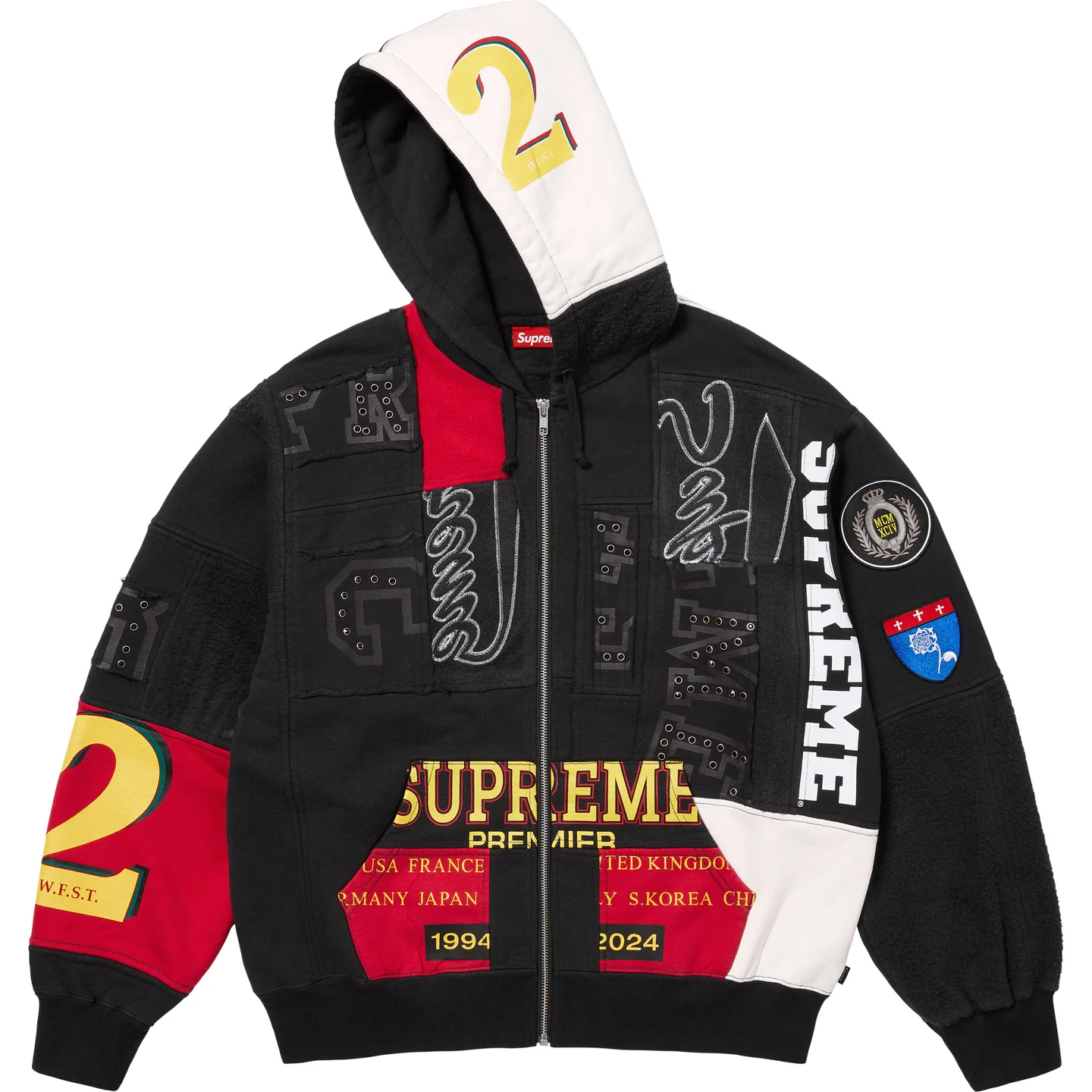 Supreme Supreme Patchwork Zip Up Hooded Sweatshirt