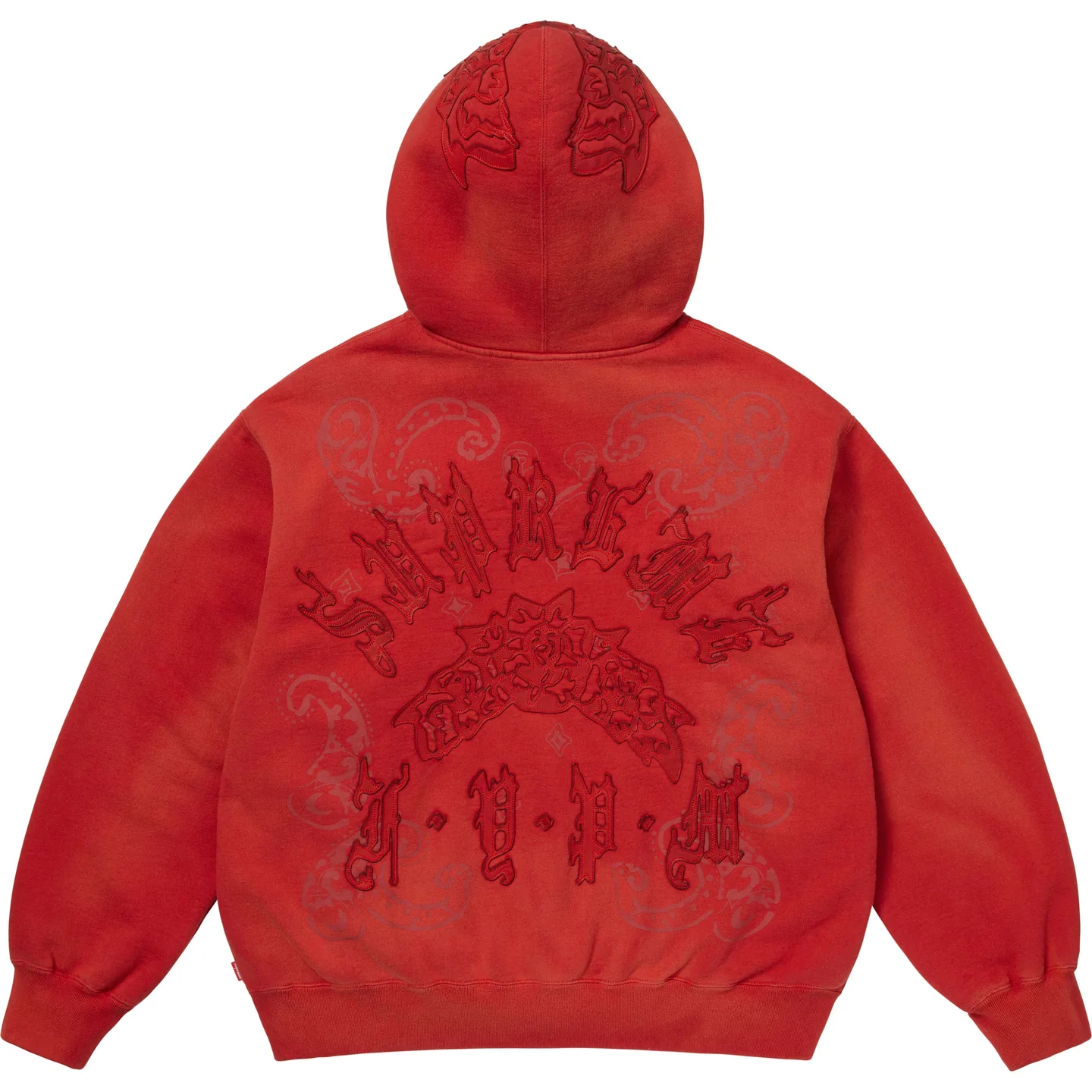 Supreme Supreme Leather Appliqué Zip Up Hooded Sweatshirt