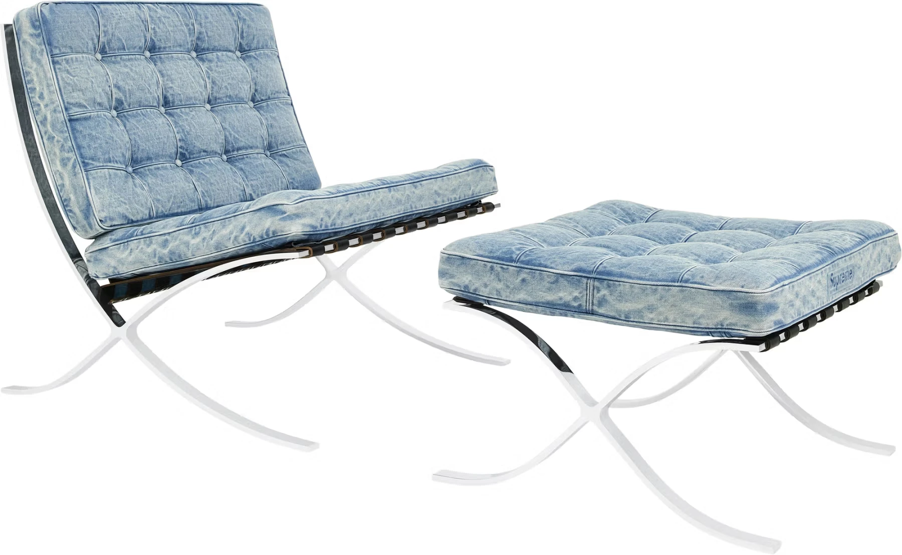 Supreme®/Knoll® Denim Barcelona Chair + Ottoman | Supreme 25ss