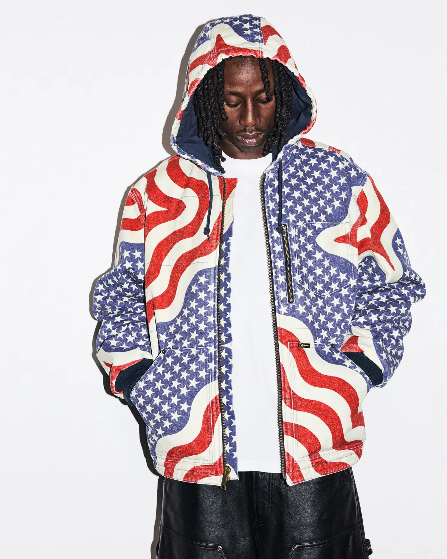 Supreme Supreme Flag Quilted Hooded Work Jacket