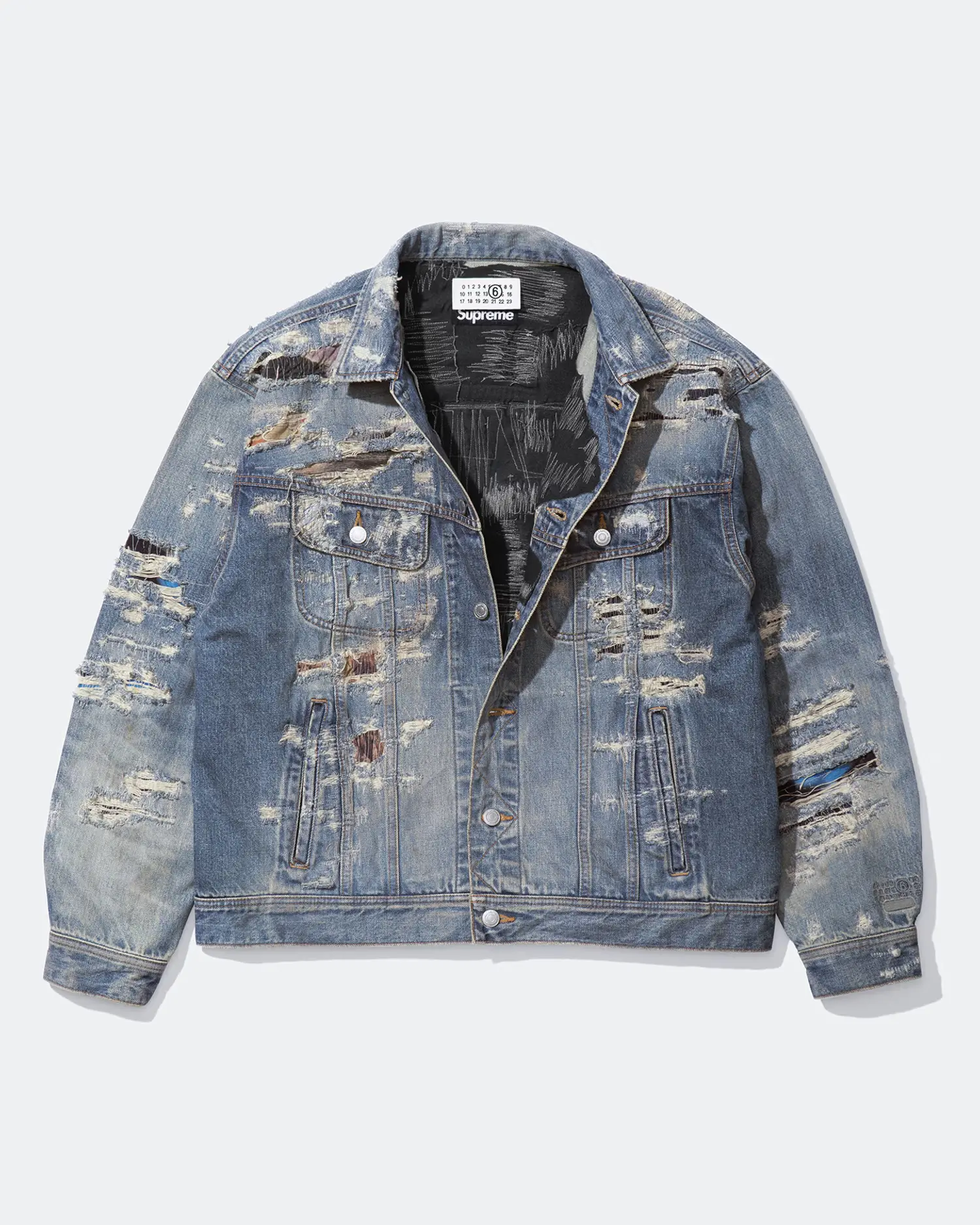 Supreme Supreme®/MM6 Maison Margiela Distressed Selvedge Denim Trucker Jacket