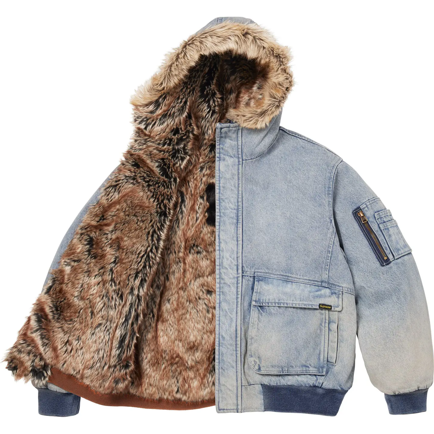 Supreme Reversible Faux Fur Hooded Work Jacket