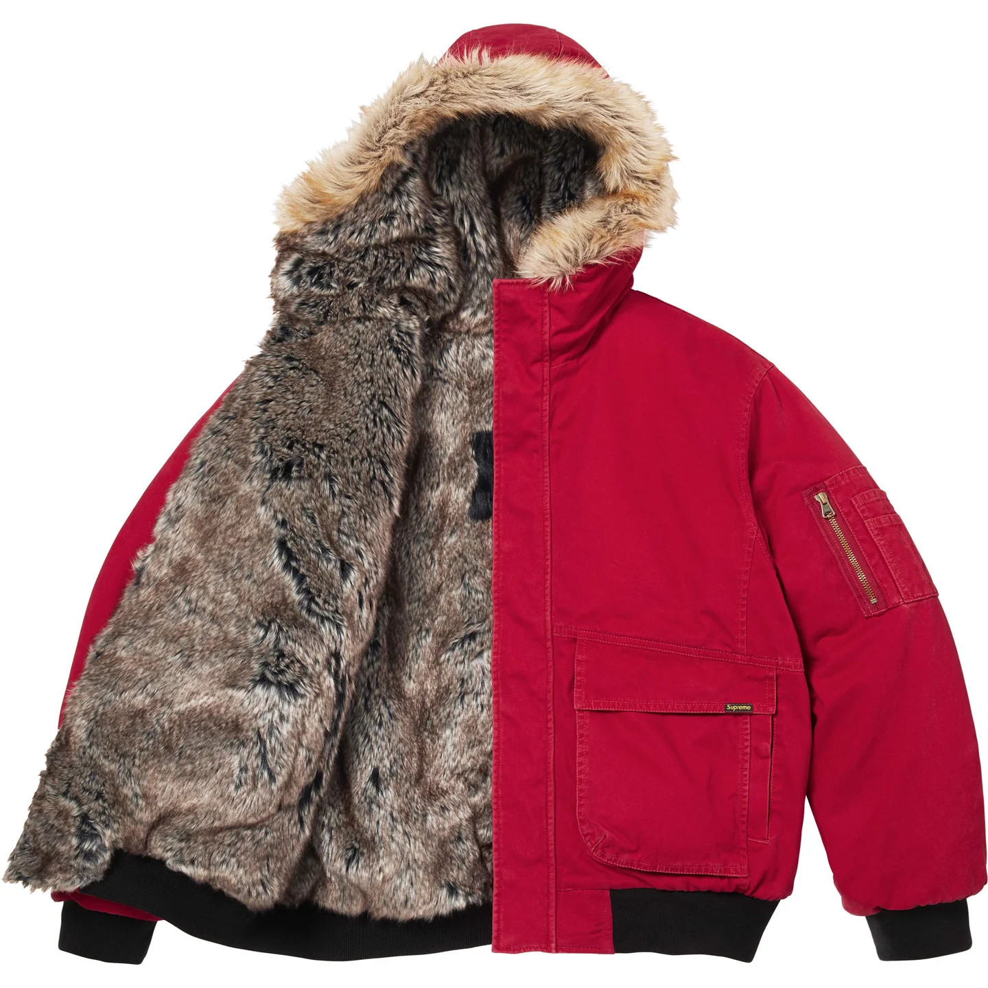 Supreme Reversible Faux Fur Hooded Work Jacket