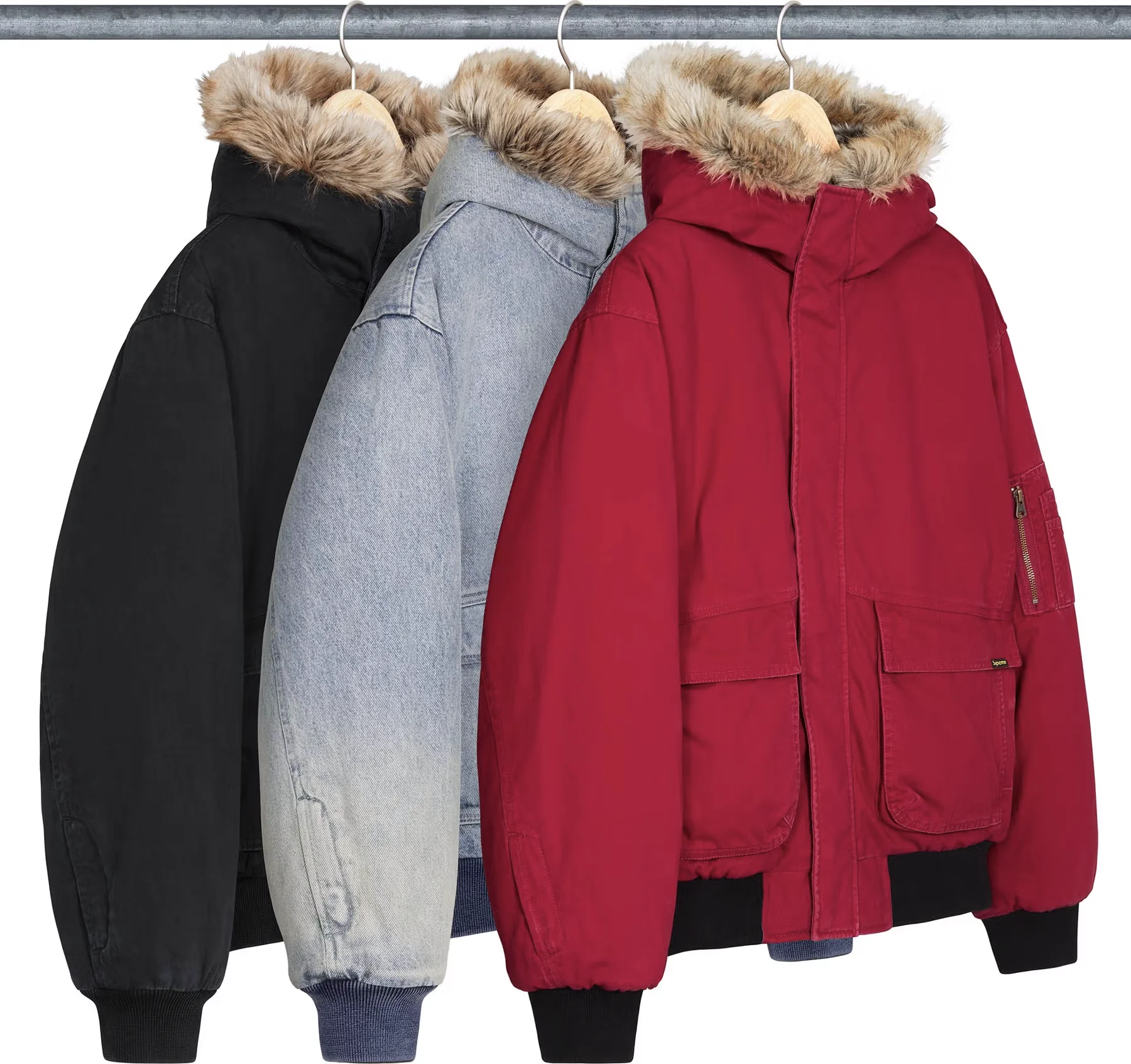 Supreme Reversible Faux Fur Hooded Work Jacket