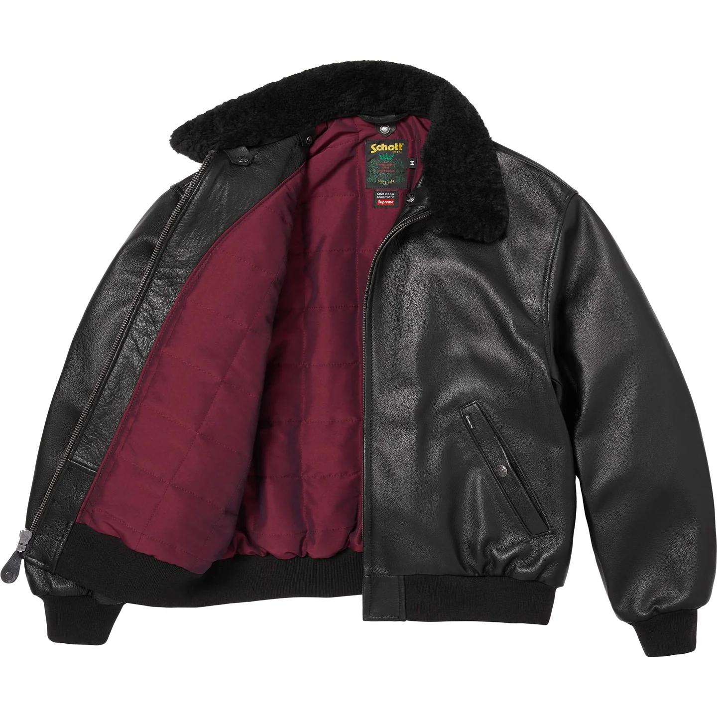 Supreme Supreme®/Schott® Shearling Collar Bomber Jacket