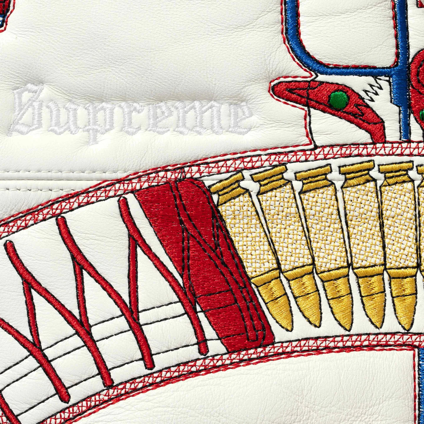 Supreme Supreme Guns Embroidered Hooded Leather Jacket