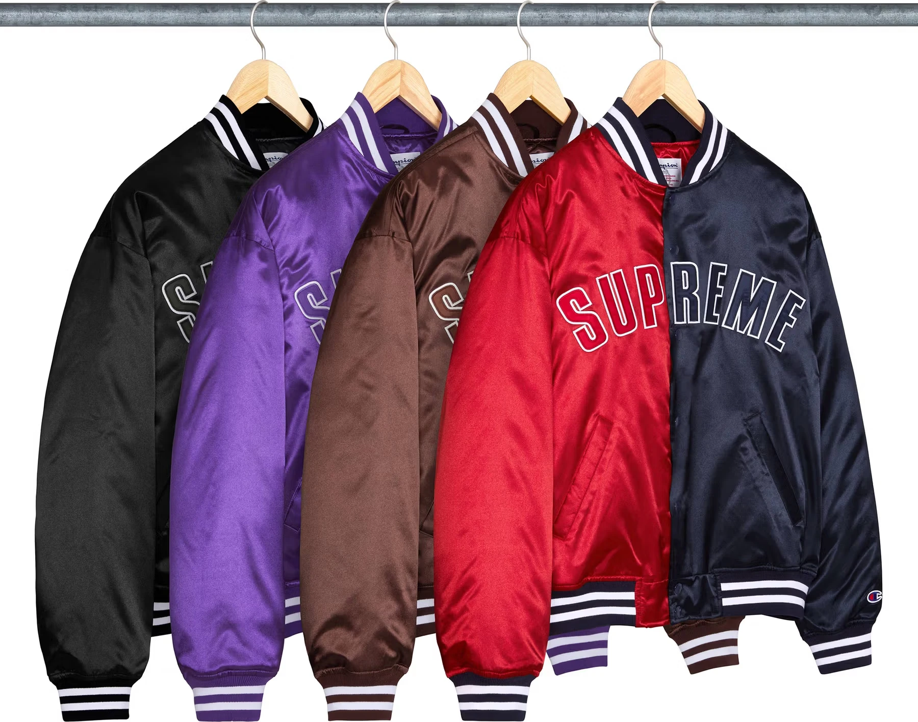 Supreme Supreme Supreme®/Champion® Satin Varsity Jacket