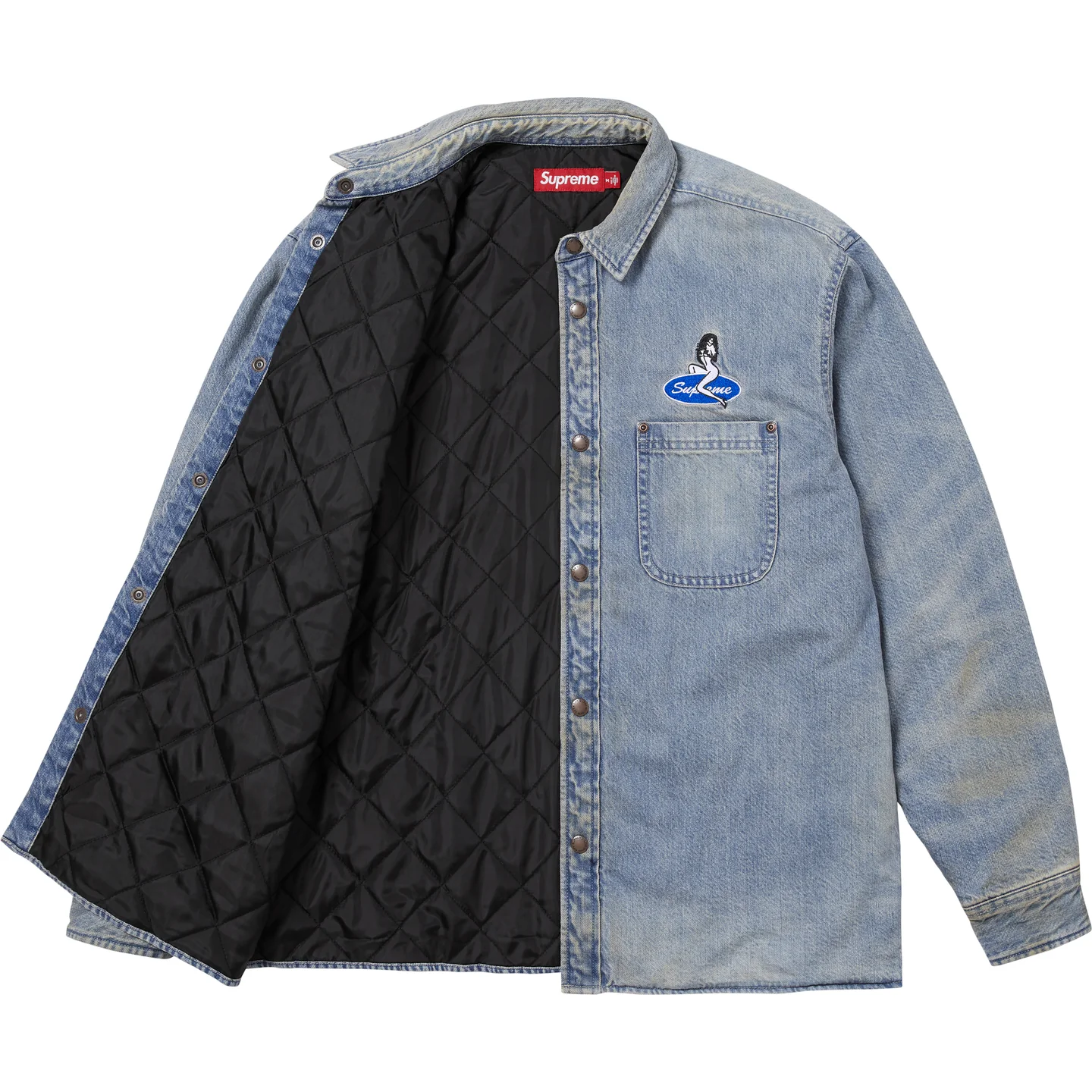 Supreme Quilted Lined Denim Snap Shirt