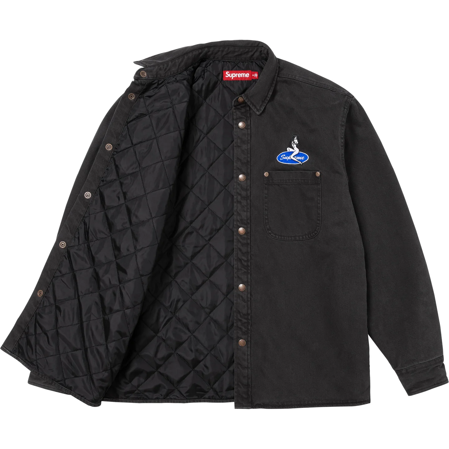 Supreme Quilted Lined Denim Snap Shirt