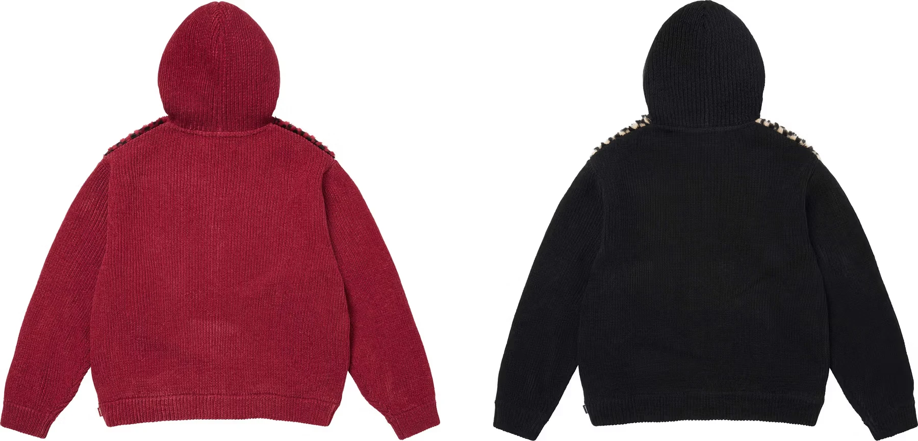 Supreme Checkerboard Faux Fur Zip Up Hooded Sweater