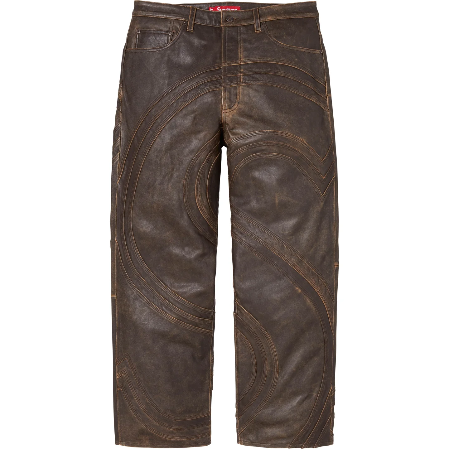 Supreme S Logo Leather Baggy 5-Pocket Jean