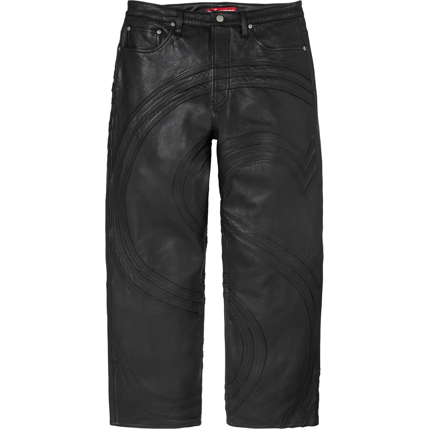 Supreme S Logo Leather Baggy 5-Pocket Jean