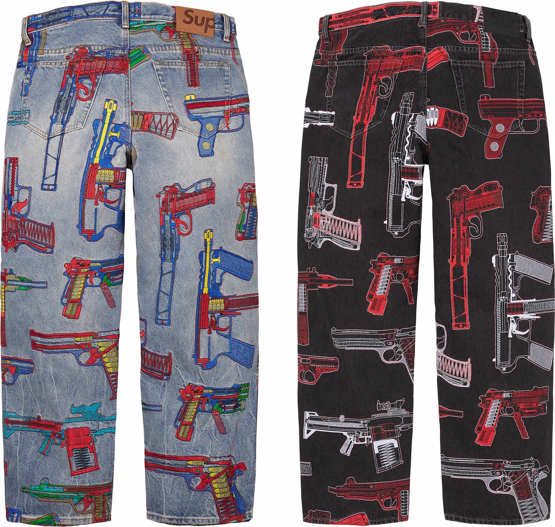 Supreme Guns Embroidered Loose Fit Jean
