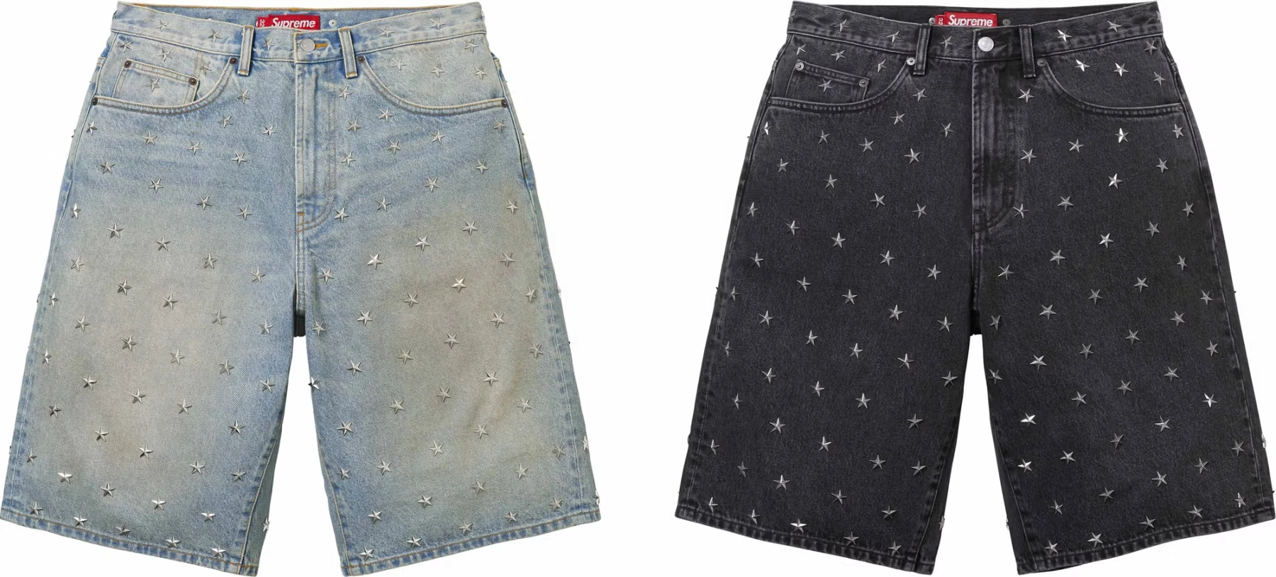 Supreme Stars Studded Baggy Denim Short